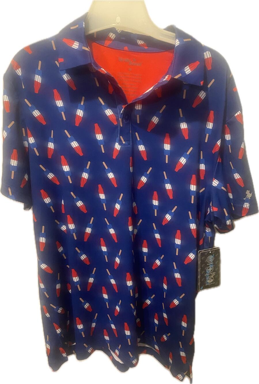 Birdie Bound Men's Firecracker Rocket Popsicle Golf Polo Shirt M NWT